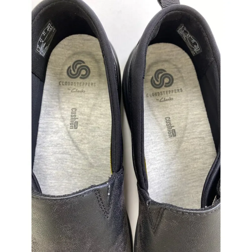 Clarks Cloudsteppers Sillian 2.0 Ease Black Loafer Wedge Heel Comfort Womens 9.5